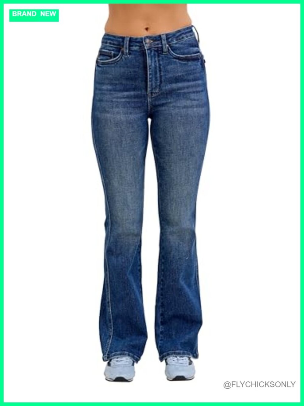 High Waisted Tummy Control Bootcut Jeans Cotton Blend Stretch Fitted